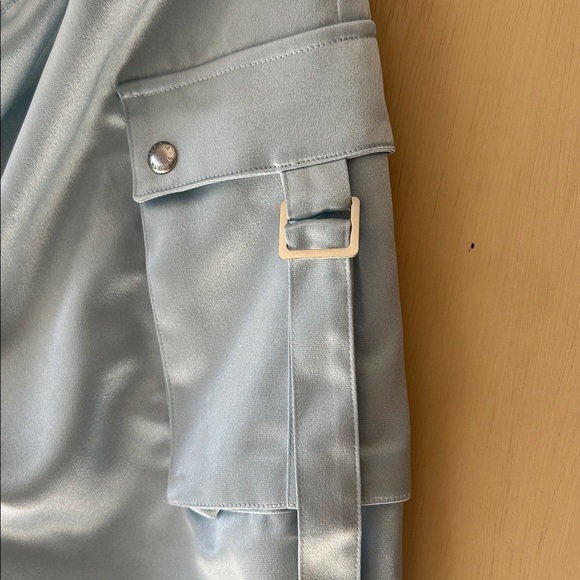 NWT SER.O.YA Light Blue Satin Cargo Pants XXS - Picture 7 of 12